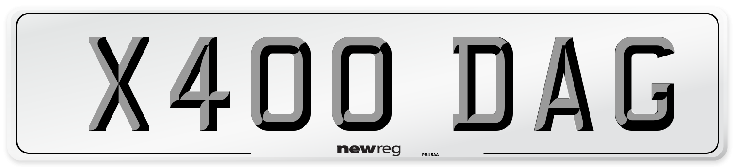 X400 DAG Number Plate from New Reg